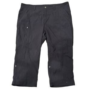 Royal Robbins Black Discovery Convertible Cargo Capri Roll Hem Pant Size 18